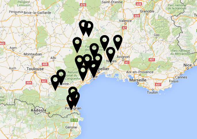 Illustration de la carte des unités Aider Santé en Languedoc Roussillon et Midi Pyrénées